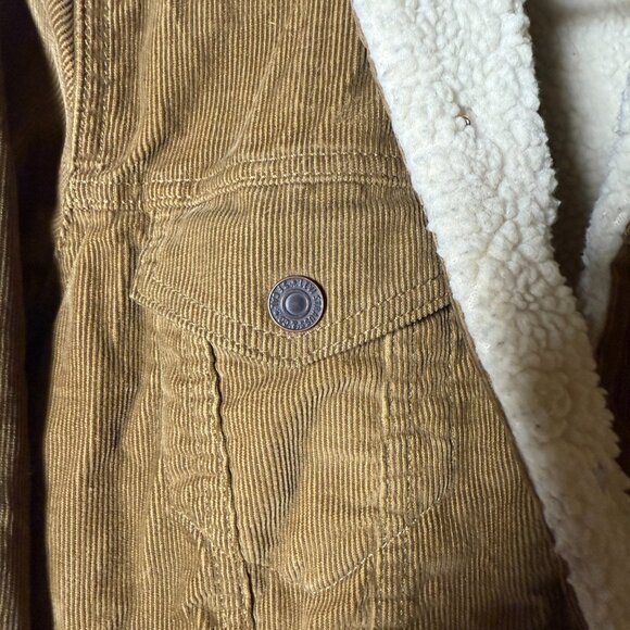 Levi Strauss & Co Brown/Nubuck Corduroy Sherpa Lined Trucker Jacket Size Small - Picture 5 of 13